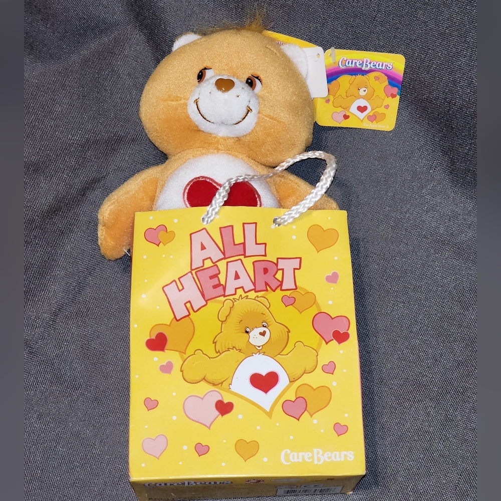 Care Bears Tenderheart Bear 8" Plush Attached To Gift Bag, New With Tags, 2004